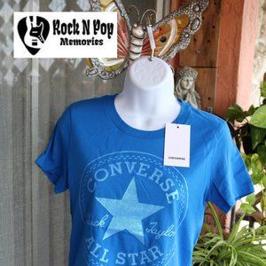 Converse Graphic Tee Crew-Neck T-Shirt Blue NWT